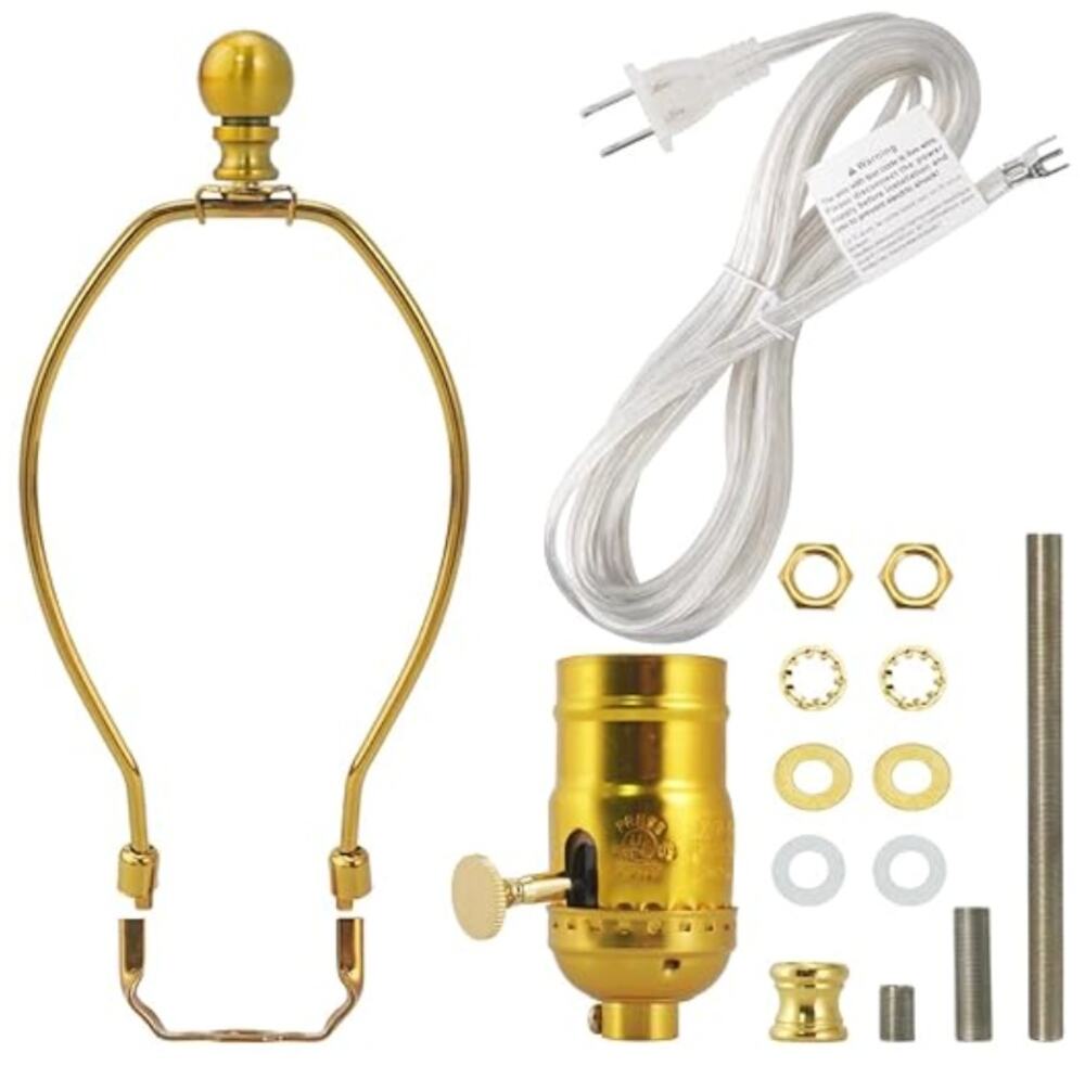 DIY Lamp Making Rewire Kit, Make a Lamp, Repair Kits for Lamps- Antique Gold
